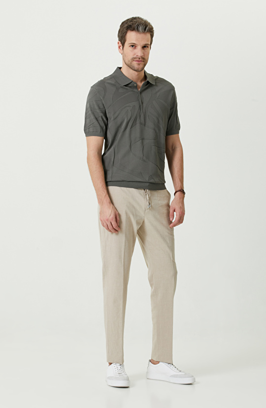 Bej Düz Paça Jogger Pantolon