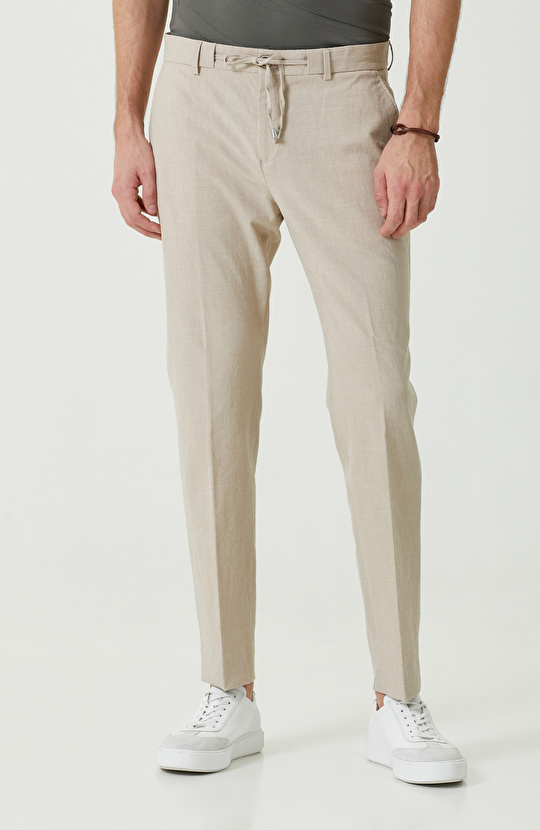 Bej Düz Paça Jogger Pantolon