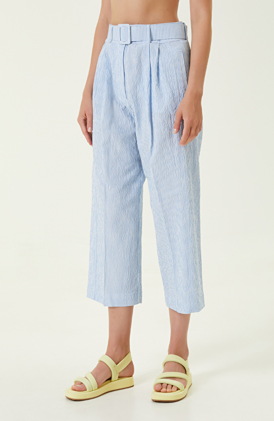 Mavi Beyaz Çizgili Pantolon