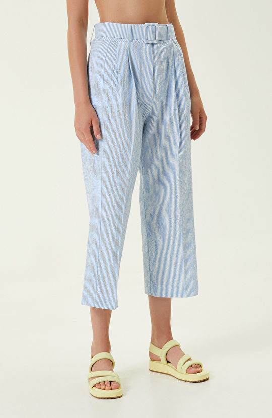 Mavi Beyaz Çizgili Pantolon