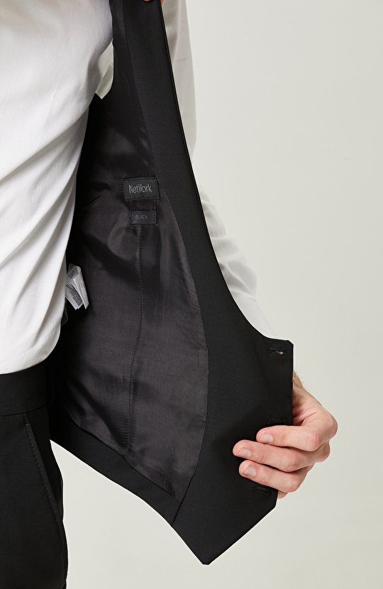 Kolsuz V Yaka Siyah Smokin Yeleği