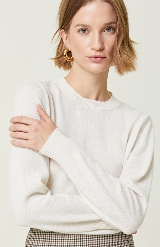 Limited Ekru Kaşmir Triko Kazak