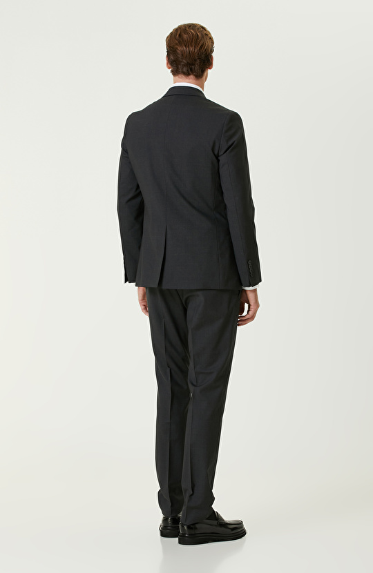 Antrasit Yün Karışımlı Piklapel Yaka Takım Elbise