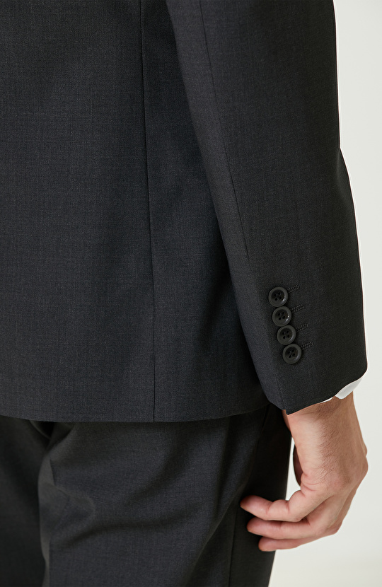 Antrasit Yün Karışımlı Piklapel Yaka Takım Elbise