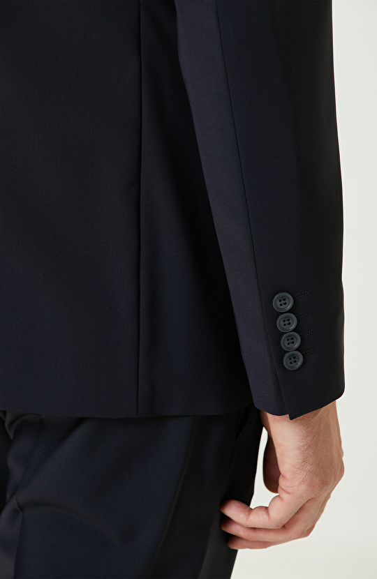 Lacivert Yün Karışımlı Takım Elbise