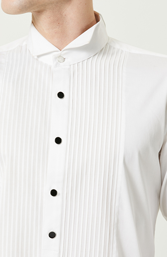 Beyaz Ata Yaka  Smokin Gömlek