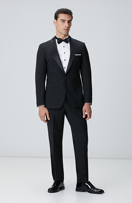 Beyaz Saten Smokin Gömlek