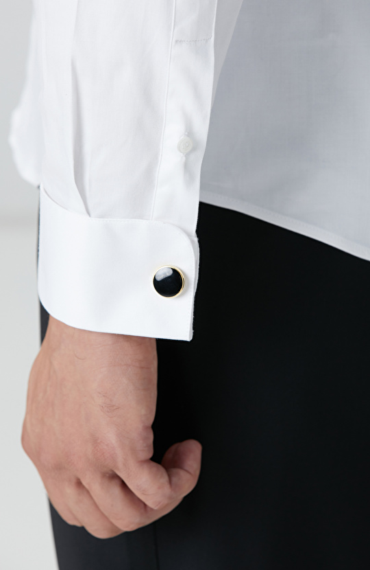 Beyaz Saten Smokin Gömlek