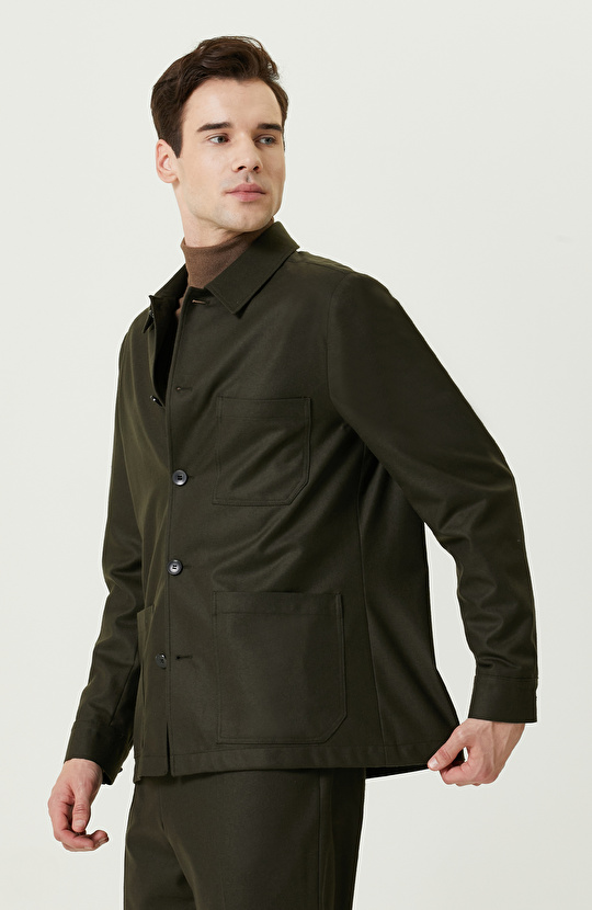 Mono Yaka Haki Ceket