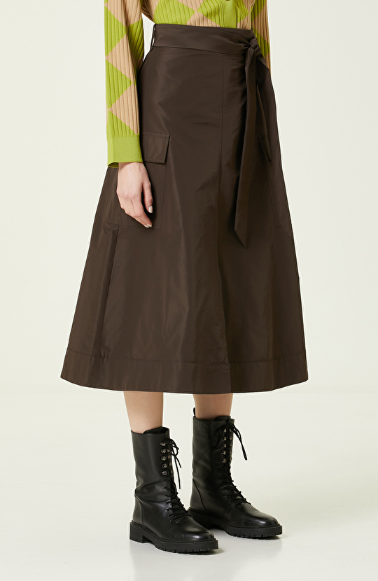 Kahverengi Midi Boy Etek