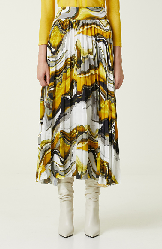 Safran Piliseli Uzun Etek