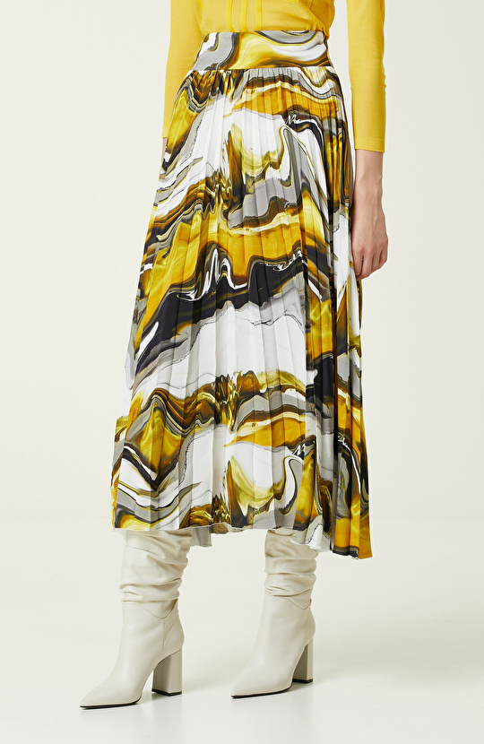 Safran Piliseli Uzun Etek