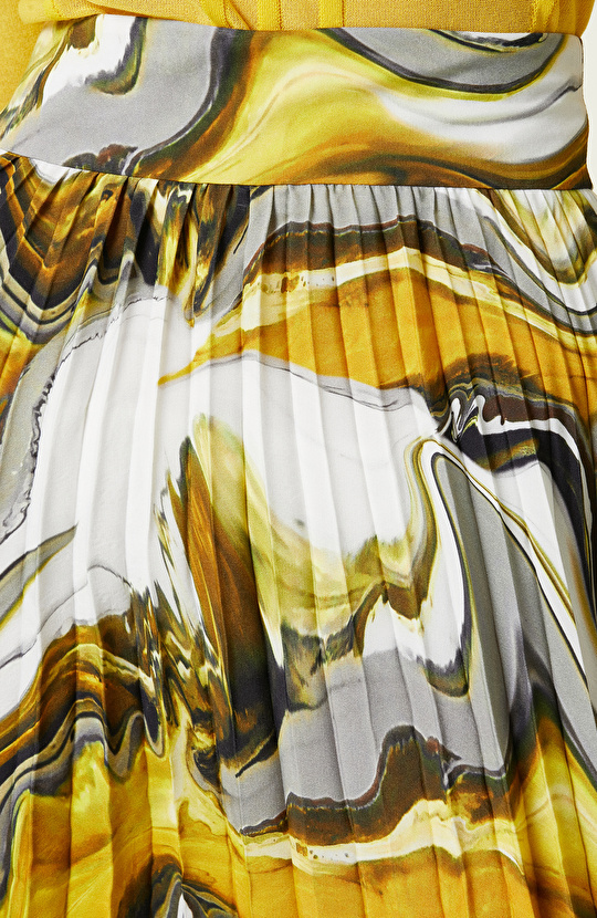 Safran Piliseli Uzun Etek