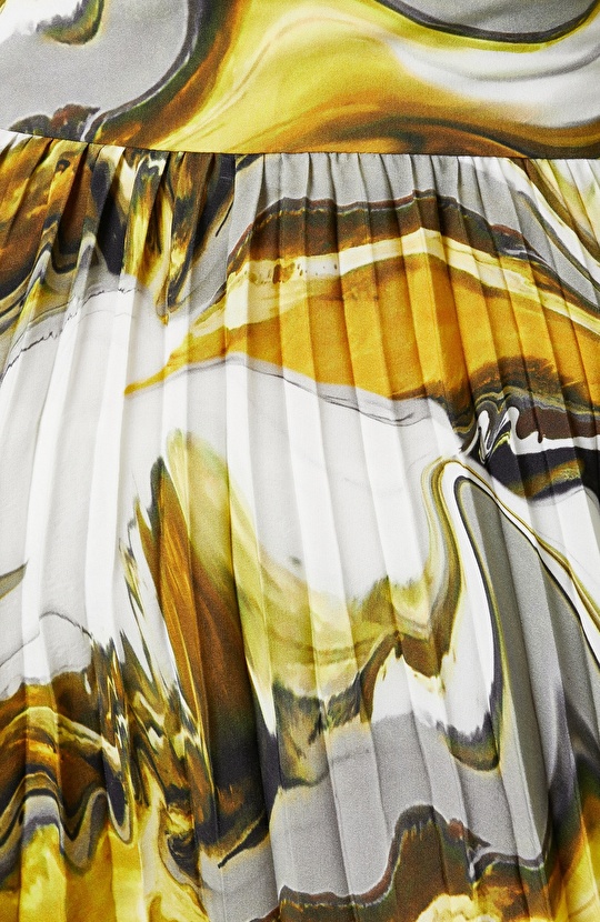 Safran Piliseli Uzun Etek