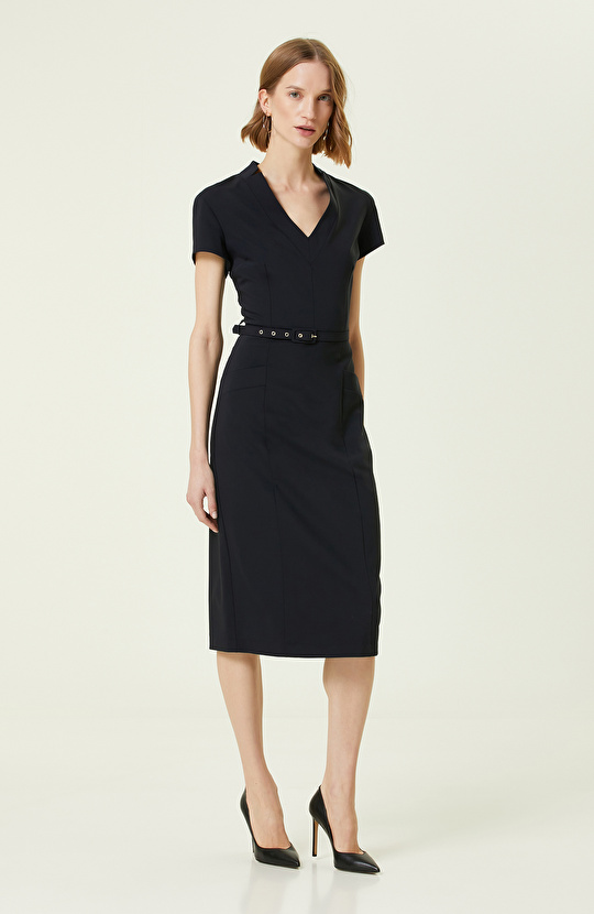 Lacivert Midi Elbise