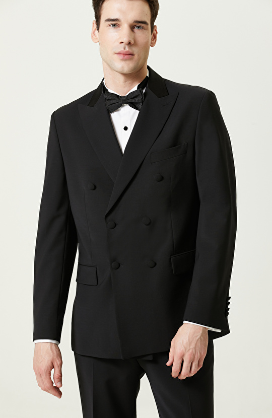 Siyah Yün Smokin Takım Elbise