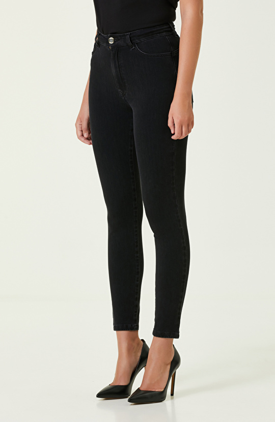 Antrasit Skinny Denim Pantolon