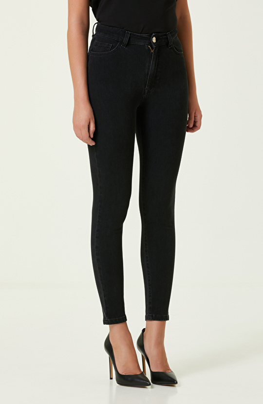 Antrasit Skinny Denim Pantolon