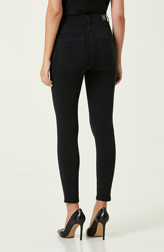 Antrasit Skinny Denim Pantolon