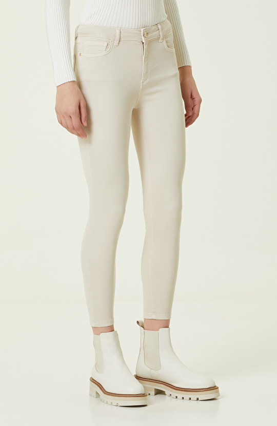 Bej Basic Casual Pantolon