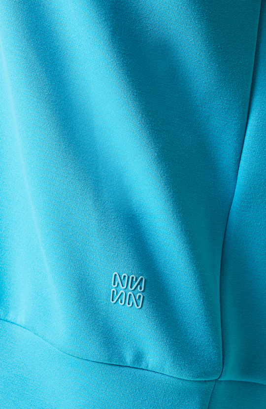 Düz Turkuaz Kısa Kollu Sweatshirt