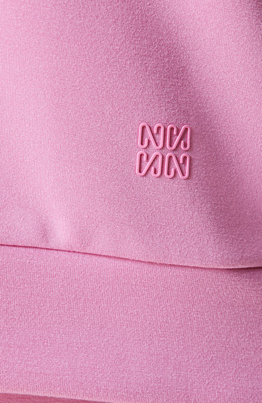 Pembe Kısa Kollu Kapüşonlu Sweatshirt