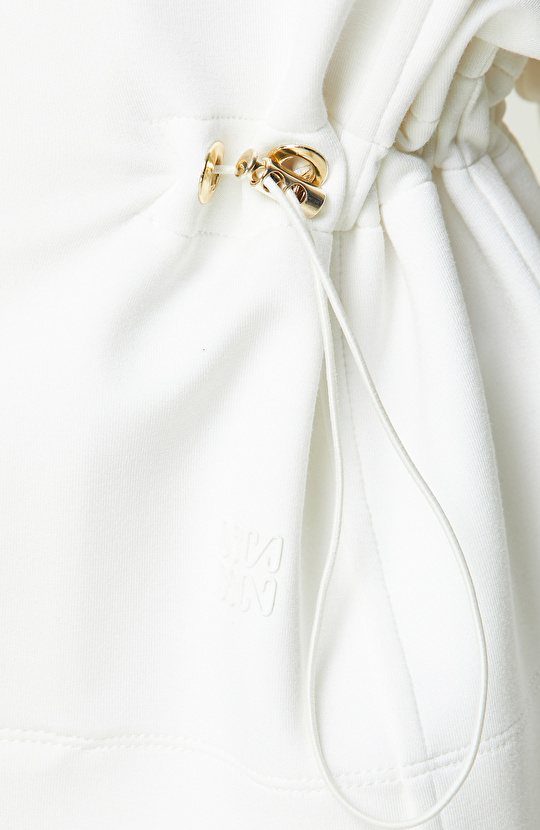 Ekru Kapüşonlu Kısa Kollu Ceket