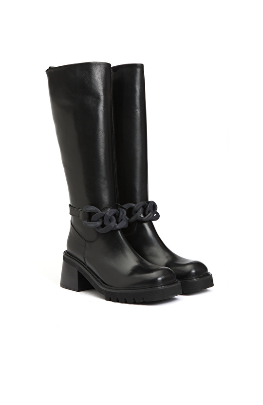 Siyah Kadın Deri Çizme