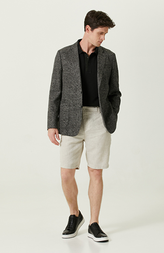 Mono Yaka Siyah Uzun Kollu Ceket