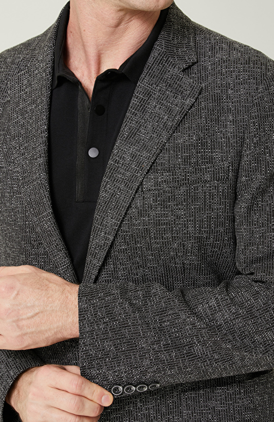 Mono Yaka Siyah Uzun Kollu Ceket