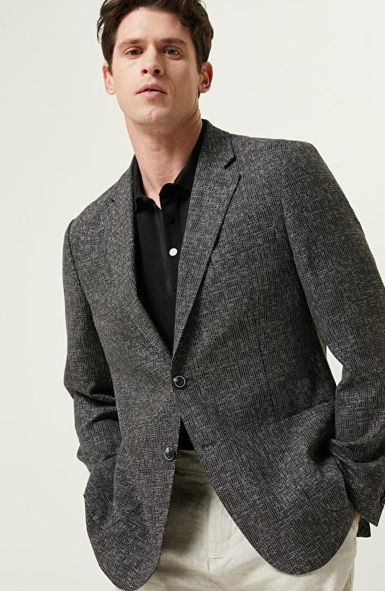 Mono Yaka Siyah Uzun Kollu Ceket