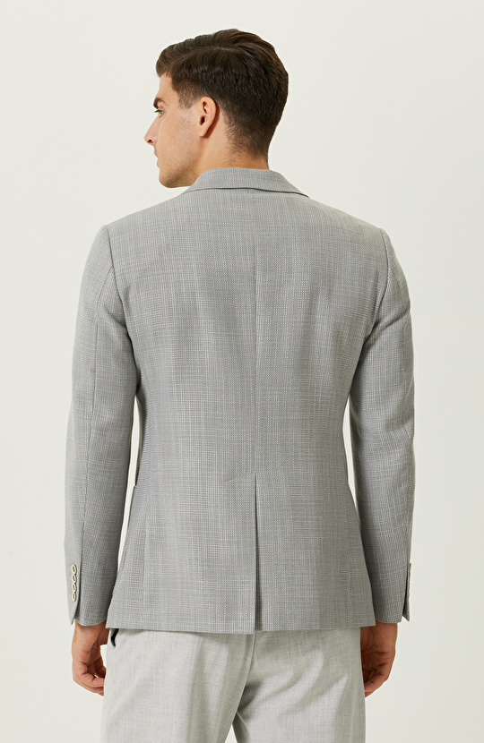 Gri Desenli Blazer Ceket