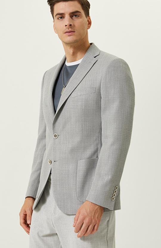 Gri Desenli Blazer Ceket