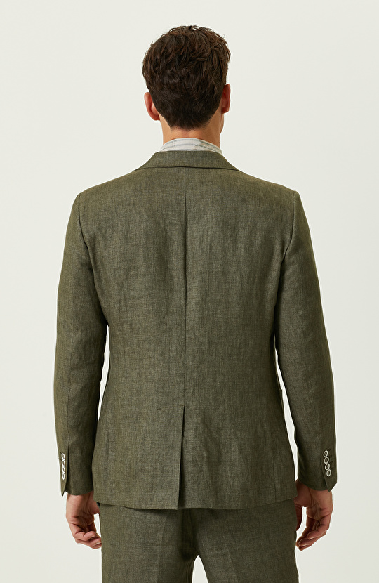 Haki Keten Blazer Ceket