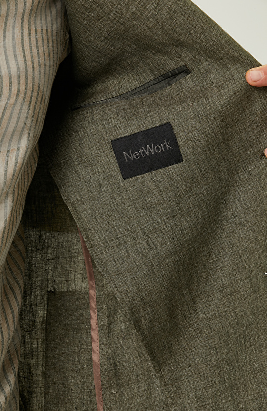 Haki Keten Blazer Ceket