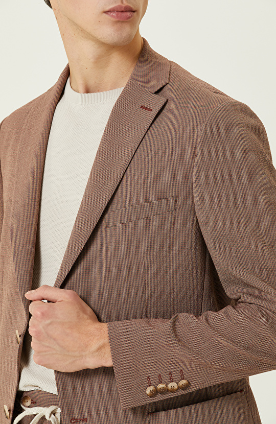 Turuncu Desenli Blazer Ceket