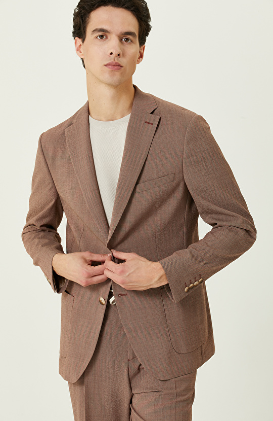 Turuncu Desenli Blazer Ceket