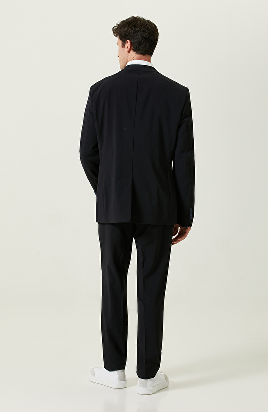 Gofre Desenli Mono Yaka Lacivert Takım Elbise