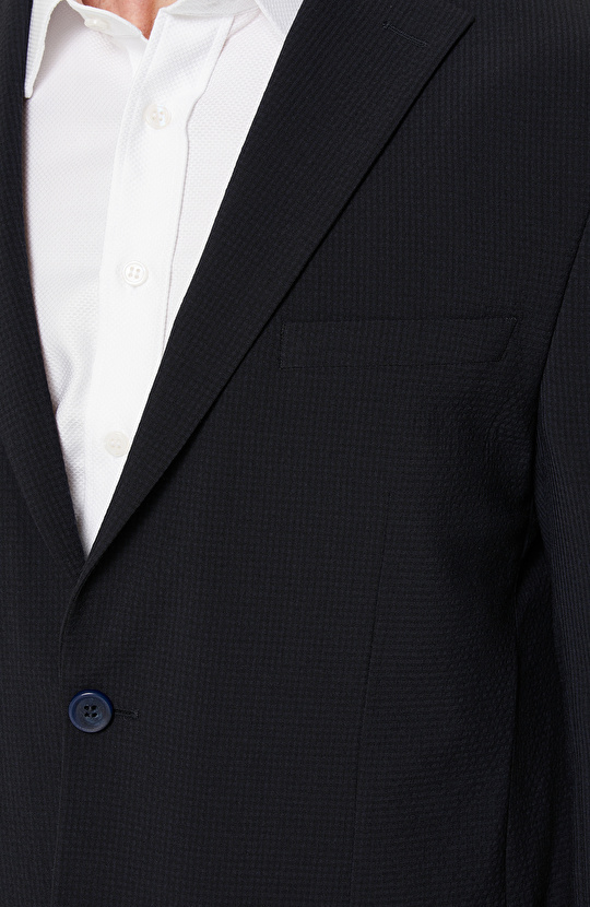 Gofre Desenli Mono Yaka Lacivert Takım Elbise