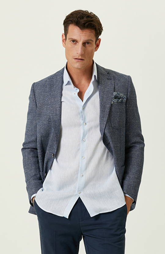 Mavi Desenli Blazer Ceket