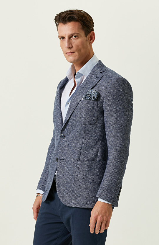 Mavi Desenli Blazer Ceket