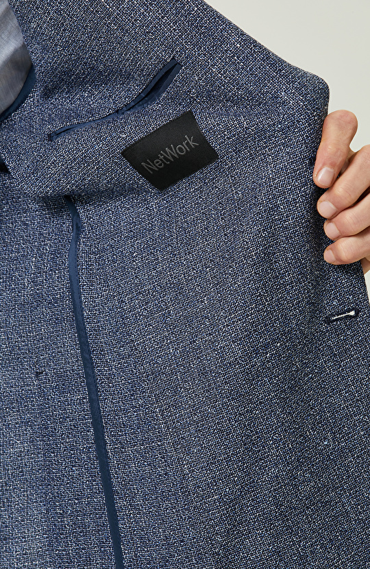 Mavi Desenli Blazer Ceket