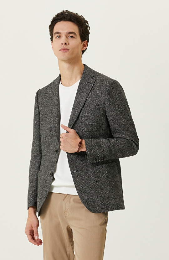 Siyah Desenli Blazer Ceket