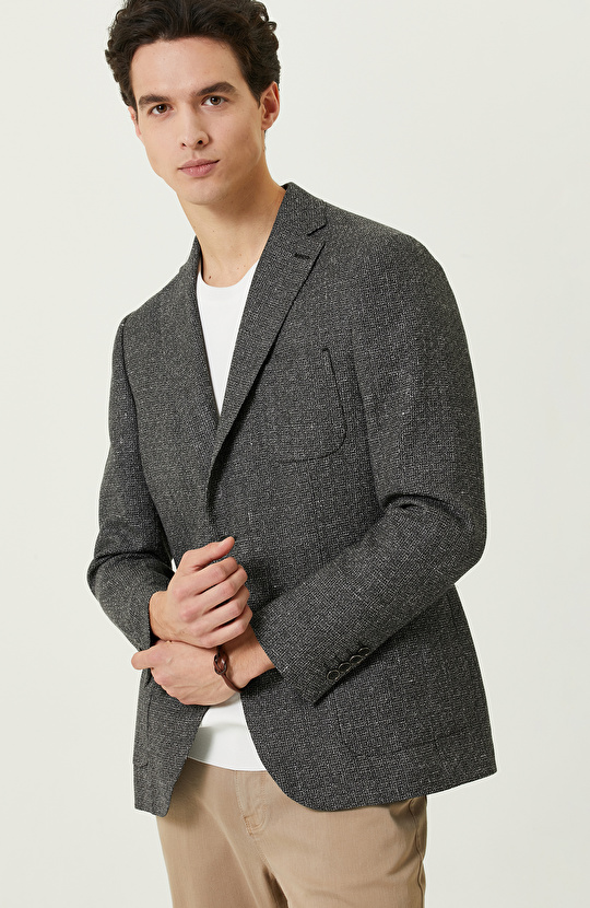 Siyah Desenli Blazer Ceket