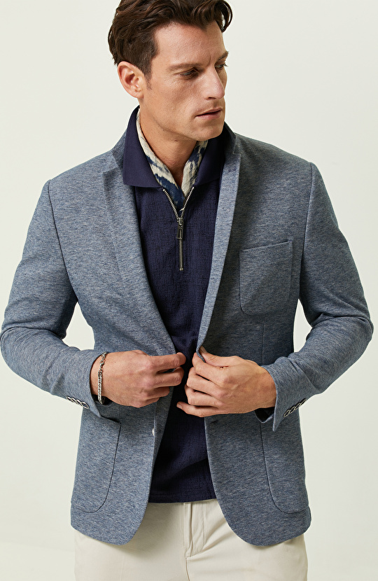 Mavi Örme Blazer Ceket