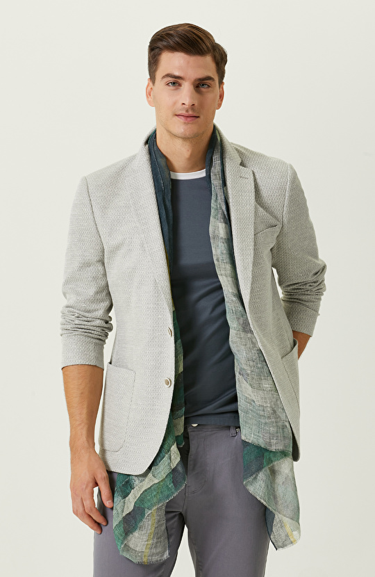Gri Örme Blazer Ceket