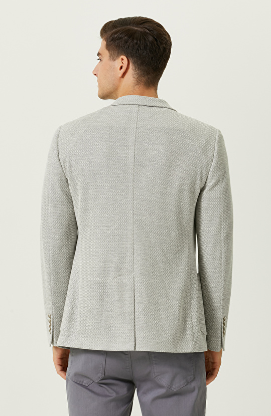 Gri Örme Blazer Ceket