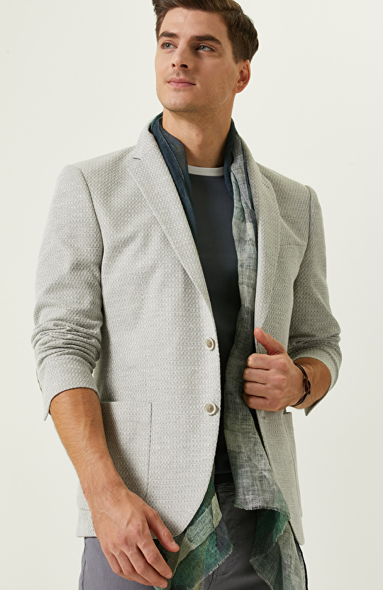 Gri Örme Blazer Ceket