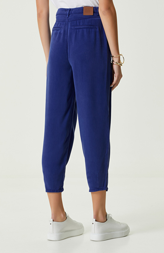 İndigo Pilili Dar Paça Casual Pantolon