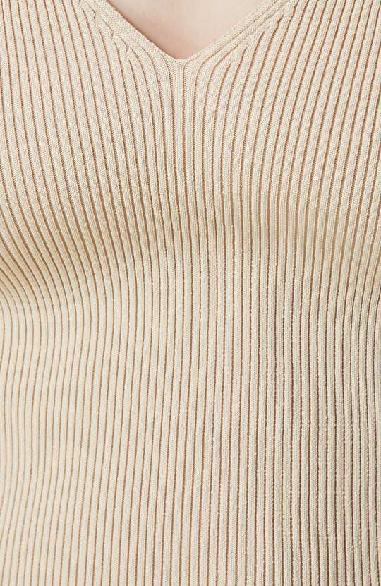 Bej Rengi Askılı V Yaka Triko Atlet